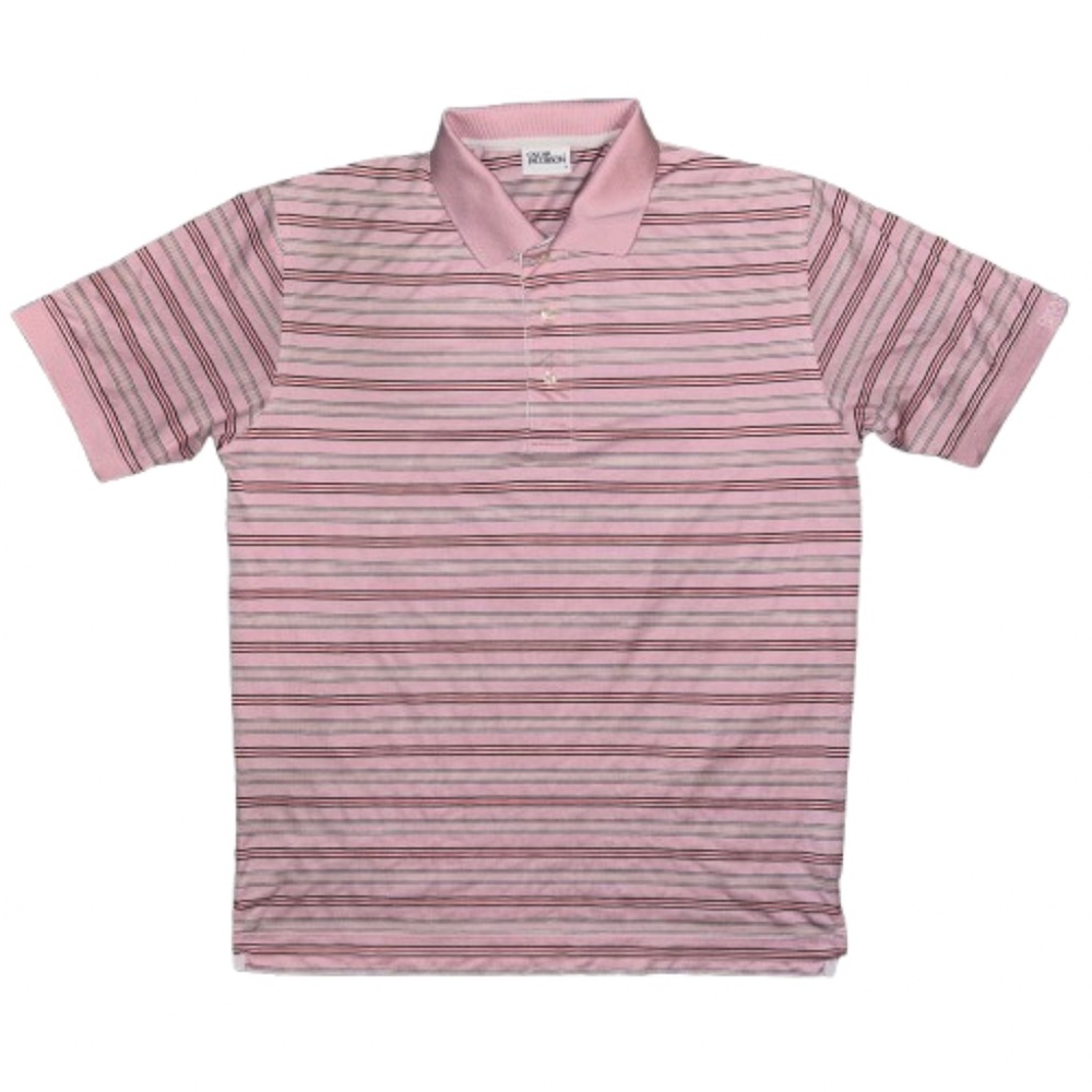 OSCAR JACOBSON GOLF SHIRT POLO MENS L STRIPE PINK